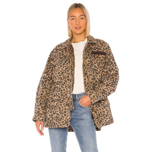 Free People Seize The Day Leopard Jacket Sz Large - Picture 2 of 9